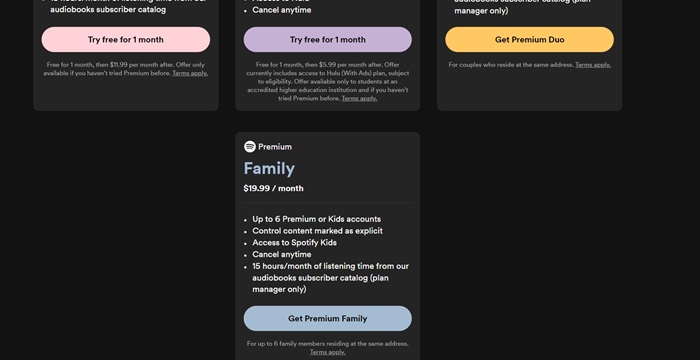 Subscribe to Spotify Premium Family