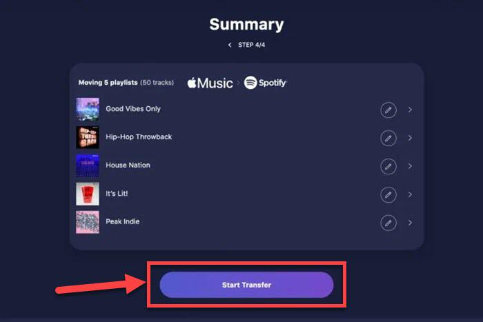 TuneMyMusic Transfer Apple Music to Spotify